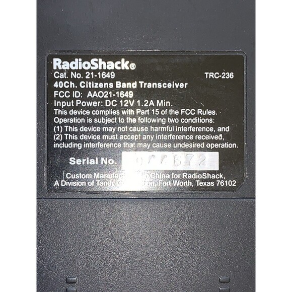 Vintage RADIO SHACK TRC-236 40 Channel CB Walkie Talkie Transceiver Tested Works - Picture 15 of 16